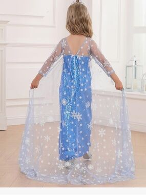 Blue Sparkle Snow Princess Kids Costume Dress - Elsa frozen costume